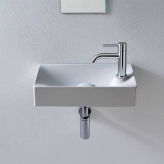 Bathroom Sink Small Ceramic Wall Mounted or Vessel Sink Scarabeo 1501