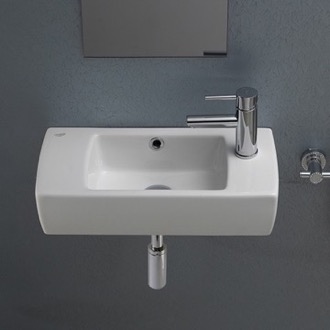 Bathroom Sink Small Rectangular Ceramic Wall Mounted or Drop In Bathroom Sink CeraStyle 001500-U