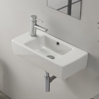 Bathroom Sink Small Rectangular Ceramic Wall Mounted or Drop In Bathroom Sink CeraStyle 001600-U