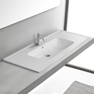 Drop in Bathroom Sink, Modern, Rectangular, 47, Arya CeraStyle 043600-U/D by Nameeks