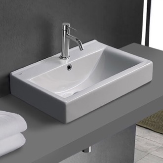 Drop in Bathroom Sink, Modern, Rectangular, 47, Arya CeraStyle 043600-U/D by Nameeks