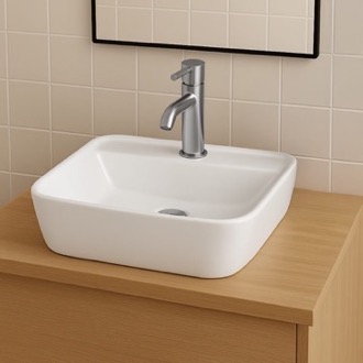 Bathroom Sink Rectangular White Ceramic Vessel Sink CeraStyle 076700-U