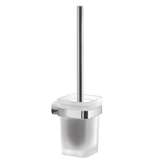 Toilet Brush Toilet Brush Holder, Wall Mounted, Frosted Glass, Polished Chrome Gedy ST33-03-13
