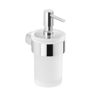 Soap Dispenser Soap Dispenser, Wall Mount, Frosted Glass With Chrome Mount Gedy PI81-13