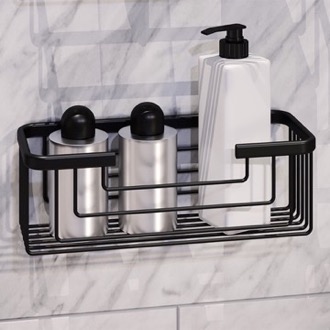 Wall Mounted Matte Black Shower Basket, Tobago Gedy 2417-14 by Nameeks