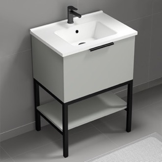 56 inch Bathroom Vanity, Double Sink, Wall Mounted, Modern, Matte Black, Nameeks DERIN189