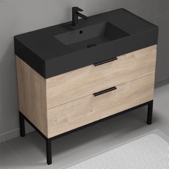 Bathroom Vanity Modern Bathroom Vanity With Black Sink, Floor Standing, 40
