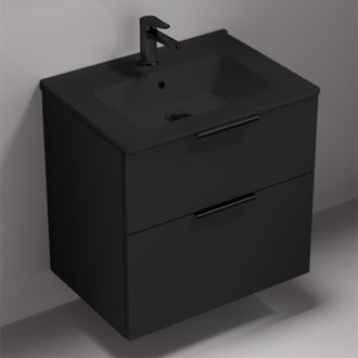 Bathroom Vanity 26 Inch Matte Black Bathroom Vanity, Floating, Modern Nameeks BODRUM159