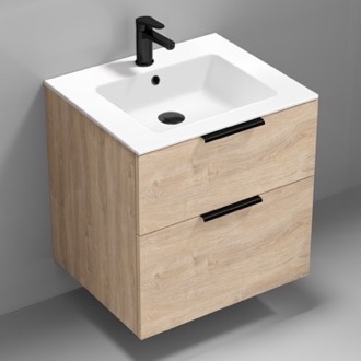 Bathroom Vanity 24 Inch Floating Bathroom Vanity, Modern, Brown Oak Nameeks IBIZA1