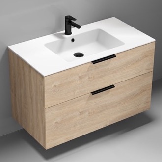 Bathroom Vanity 40 Inch Floating Bathroom Vanity, Modern, Brown Oak Nameeks IBIZA17