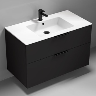 Bathroom Vanity 40 Inch Floating Black Bathroom Vanity, Modern Nameeks IBIZA19