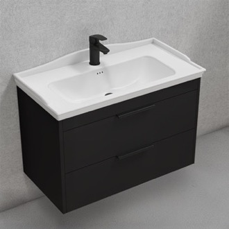 Bathroom Vanity Black Bathroom Vanity, Floating, 32