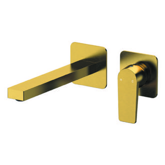 Bathroom Faucet Brushed Gold Single Handle Wall Mounted Bathroom Faucet Remer D15PLNL-BG