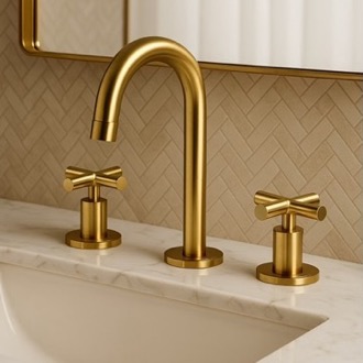 Bathroom Faucet Brushed Gold Widespread Bathroom Faucet Remer NJ13PUSNL-BG