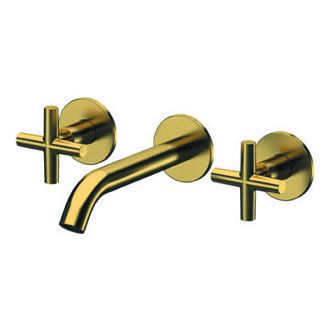 Bathroom Faucet Brushed Gold Wall Mounted Widespread Bathroom Faucet Remer NJ14PLNL-BG