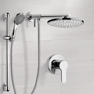 Shower Faucet Chrome Shower Set With Rain Shower Head and Hand Shower Remer SFR16