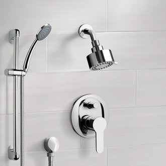 Shower Faucet Chrome Shower System with Multi Function Shower Head and Hand Shower Remer SFR13