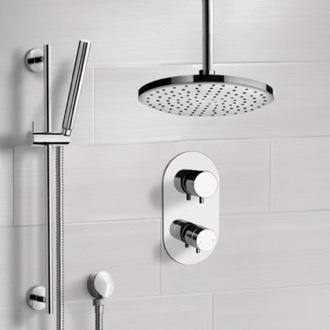 Shower Faucet Thermostatic Ceiling Rain Shower System with Handheld, Rain Shower Head, Shower Faucet Set Remer SFR7405