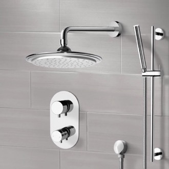 Shower Faucet Thermostatic Rain Shower System with Handheld, Rain Shower Head, Shower Faucet Set Remer SFR7407