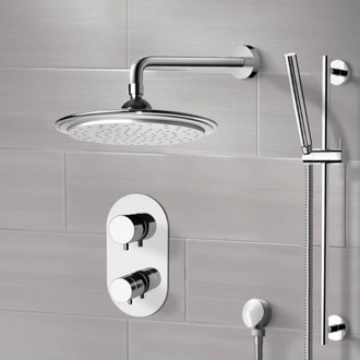 Shower Faucet Chrome Thermostatic Shower System with 9