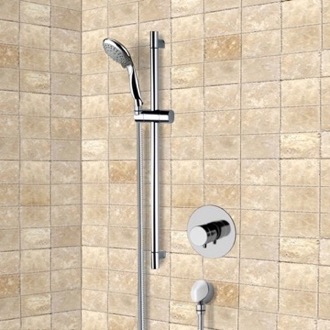 Shower Faucet Chrome Thermostatic Slidebar Shower Set With Multi Function Hand Shower Remer SR050