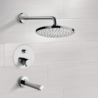 Tub and Shower Faucet Thermostatic Tub and Shower Faucet Set with Rain Shower Head Remer TSF06