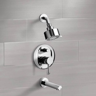 Tub and Shower Faucet Chrome Tub and Shower Faucet Sets with Multi Function Shower Head Remer TSF2083
