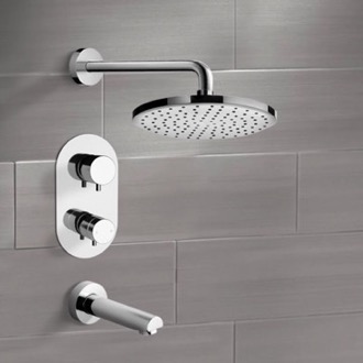 Tub and Shower Faucet Thermostatic Tub and Shower Faucet Set with Rain Shower Head Remer TSF2408