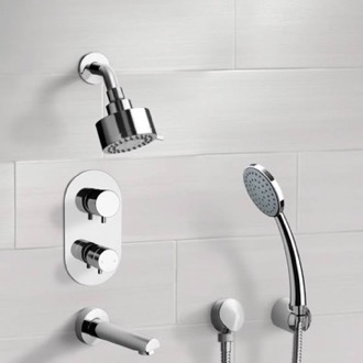 Tub and Shower Faucet Thermostatic Tub and Shower Faucet Set with Handheld Remer TSH04
