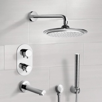 Tub and Shower Faucet Thermostatic Tub and Shower Faucet Set with Handheld and Rain Shower Head Remer TSH4407