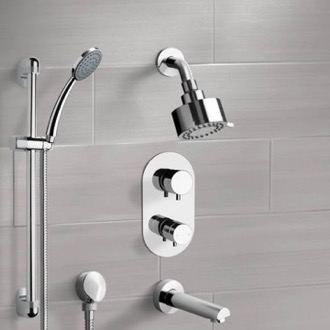Tub and Shower Faucet Thermostatic Tub and Shower Faucet Set with Handheld Remer TSR05