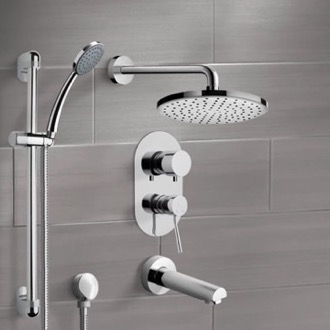 Tub and Shower Faucet Tub and Shower Faucet Set with Handheld and Rain Shower Head Remer TSR07