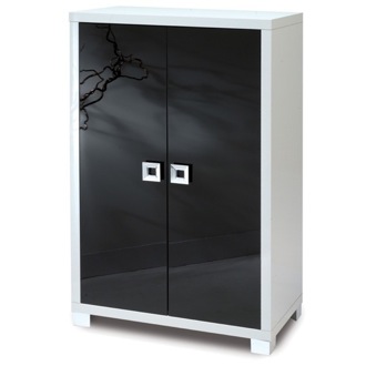 Cabinet Stylish Glossy White Cabinet with 2 Doors Sarmog 570
