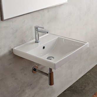 Bathroom Sink Rectangular White Ceramic Wall Mounted or Drop In Bathroom Sink Scarabeo 3004