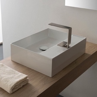 Bathroom Sink Rectangular White Ceramic Vessel Sink Scarabeo 5112