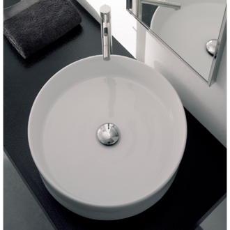 Bathroom Sink Round White Ceramic Vessel Sink Scarabeo 8029