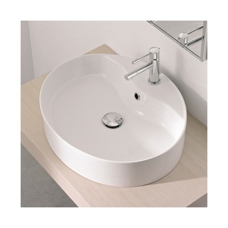 Bathroom Sink Oval-Shaped White Ceramic Vessel Sink Scarabeo 8030/R