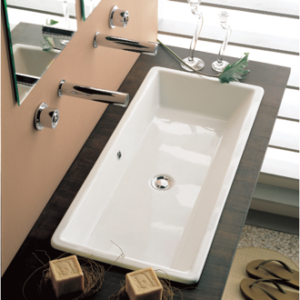 Drop in Bathroom Sink, Modern, Rectangular, 47, Arya CeraStyle 043600-U/D by Nameeks
