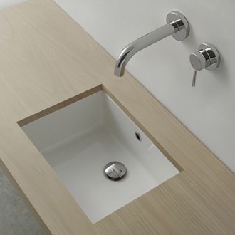 Bathroom Sink 18 Inch Rectangular Ceramic Undermount Sink Scarabeo 8090