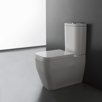 Toilet Modern Floor Standing Toilet, Ceramic, Squared Scarabeo 8311