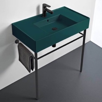 Console Bathroom Sink Modern Console Sink, Green Ceramic Sink, 32