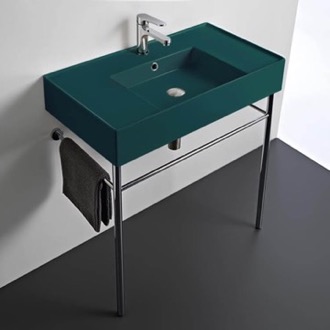 Console Bathroom Sink Modern Console Sink, Green Ceramic Sink, 32