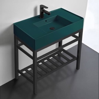 Console Bathroom Sink Modern Console Sink Vanity, Green Ceramic Sink, 32