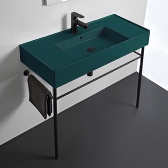 Console Bathroom Sink Modern Console Sink, Green Ceramic Sink, 40
