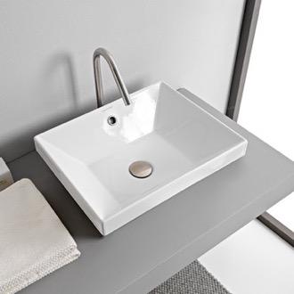 Bathroom Sink Rectangular White Ceramic Drop In Sink Scarabeo 5130