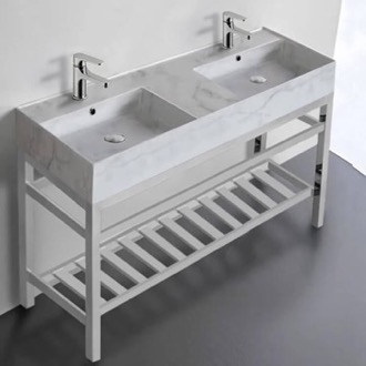 Console Bathroom Sink Modern Double Console Sink Vanity, Marble Style Sink, 48