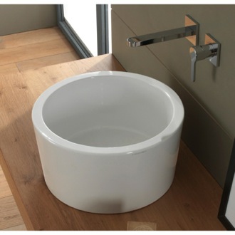 Bathroom Sink Round White Ceramic Vessel Sink Scarabeo 8807