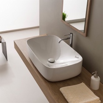 Bathroom Sink Oval White Ceramic Vessel Bathroom Sink Scarabeo 5502