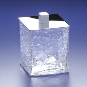 Bathroom Jar Square Crackled Crystal Glass Cotton Ball Jar Windisch 88129