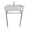 Rectangular White Ceramic Console Sink and Polished Chrome Stand, 24